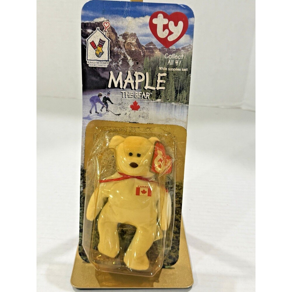 1996 McDonalds Teenie Beanie Baby Maple Bear Errors New Plush Original Packaging
